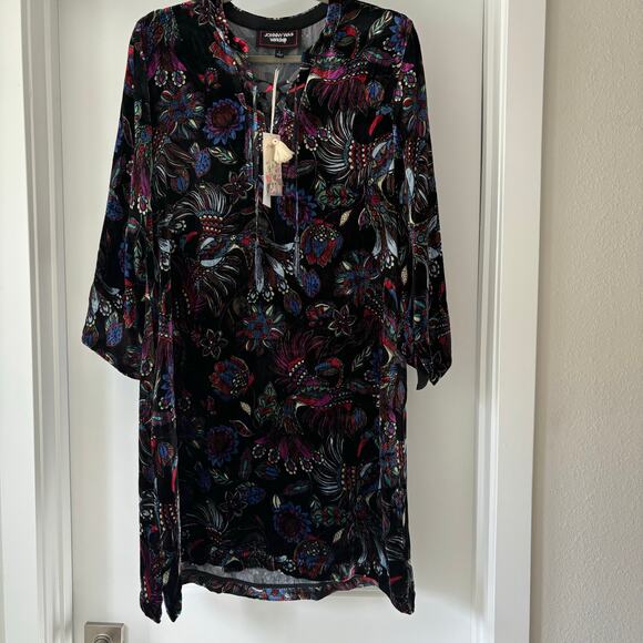Johnny Was Rayon Silk Vibrant Floral Tie Front Kimono Dress NWT Size Small - Picture 2 of 10